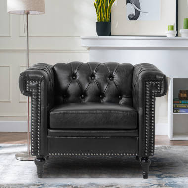 Small leather best sale chesterfield chair